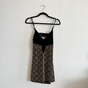 Retrofete Eva Mini Dress in Black and Gold